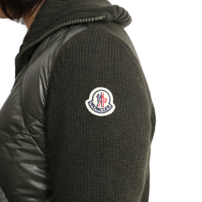 【送料無料!】モンクレール MONCLER レディース　異素材MIXカーディガン 9B51600 A9197 833 カーキ【KH】