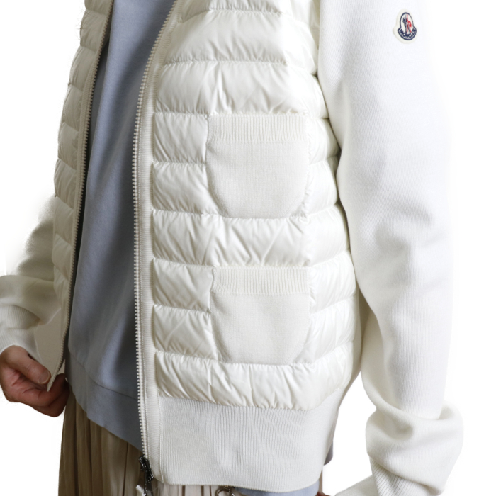 モンクレール MONCLER レディース ニット 切り替え ダウン ジャケット 9B510 9B51000 A9018 034 ホワイト【WHIITE】