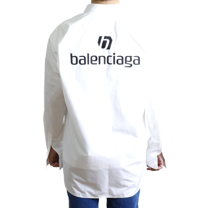 バレンシアガ BALENCIAGA メンズ 長袖 シャツ 642291 PYD18  ホワイト【WHITE】