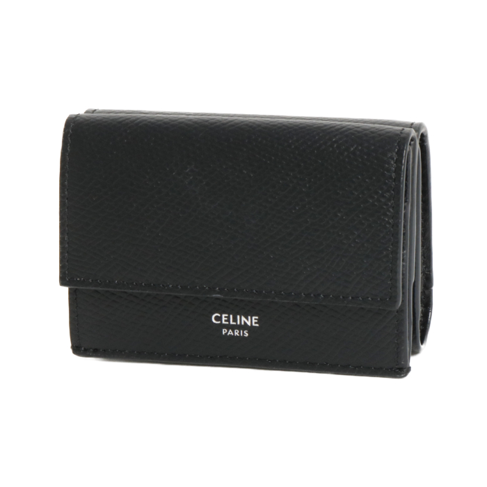 CELINE セリーヌ 三つ折り財布 Folded Compact Wallet フォールデッド コンパクトウォレット 10E60 3BEL 38SI ブラック メンズ