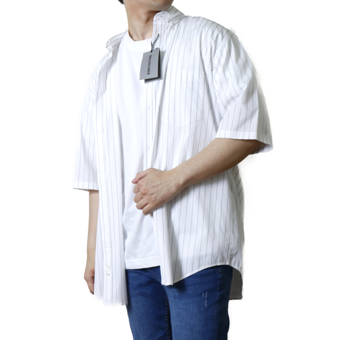 バレンシアガ BALENCIAGA メンズ 半袖 シャツ 621912 PIM35  ホワイト【WHITE】 サイズ【38】