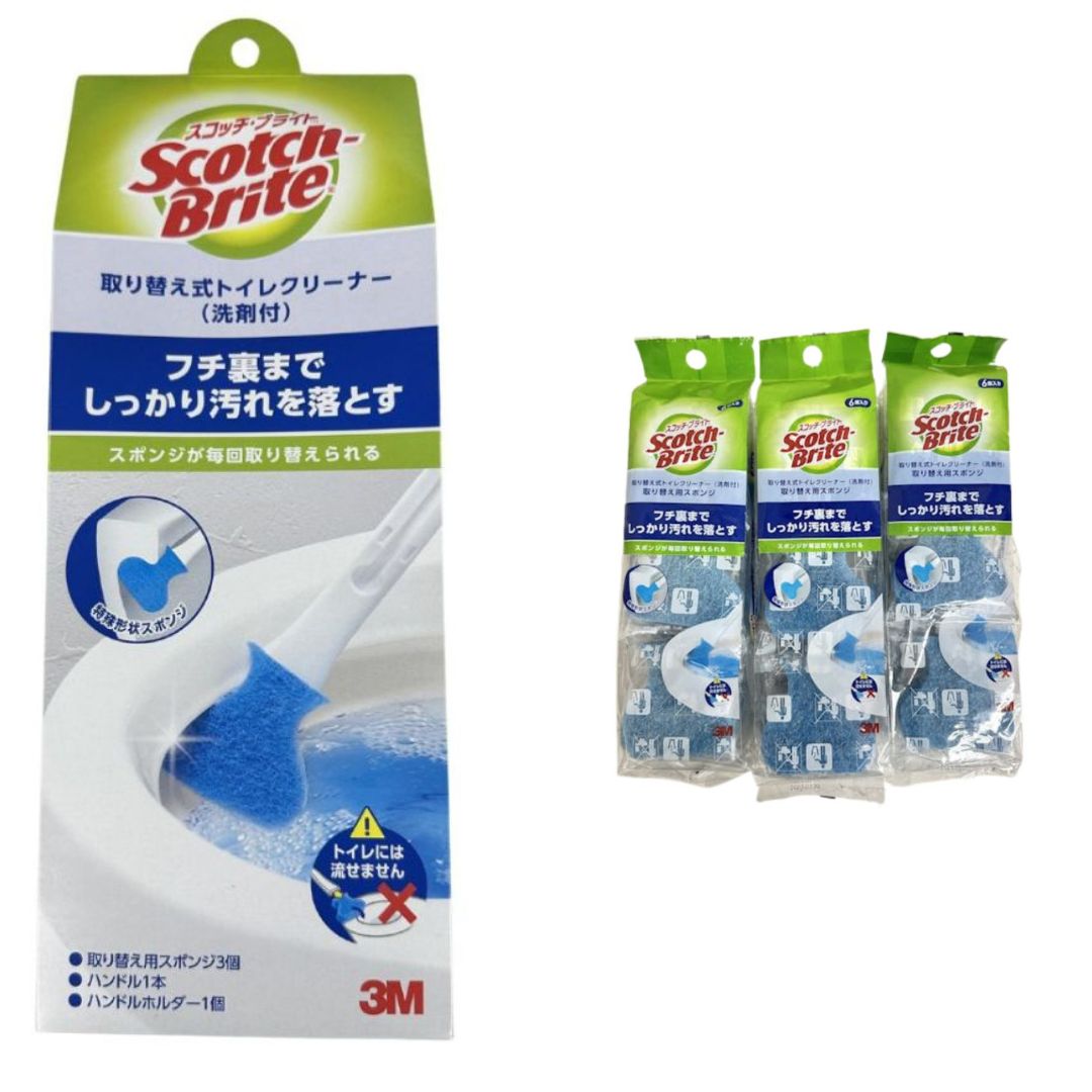 【送料無料】スリーエムジャパン スコッチブライト トイレクリーナー 本体1箱＋洗剤付取替用スポンジ 6個入 3袋セット