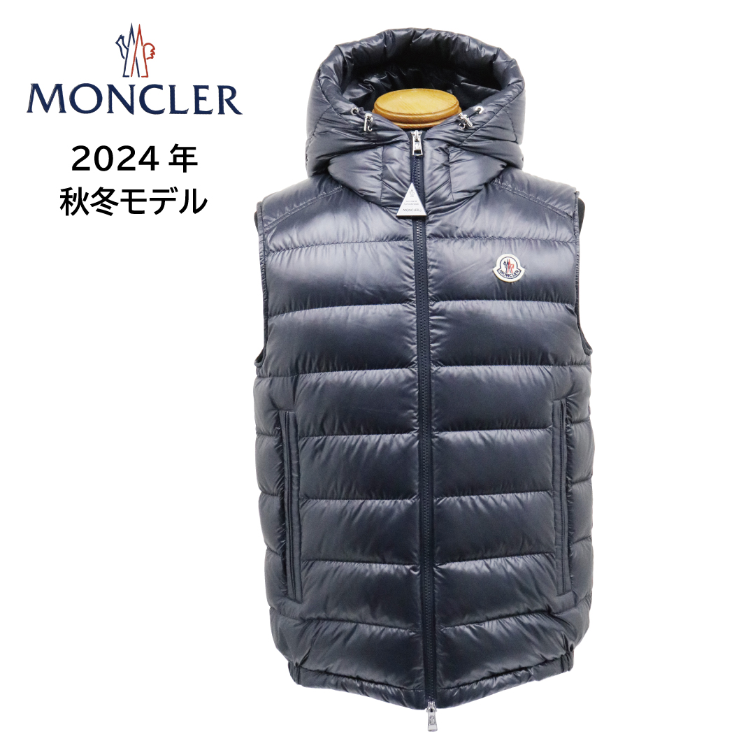 MONCLER BARANT モンクレール バラント メンズ ダウンベスト ジレ 1A00062 597EX ネイビー NAVY 紺  アウター フード ロゴパッチ