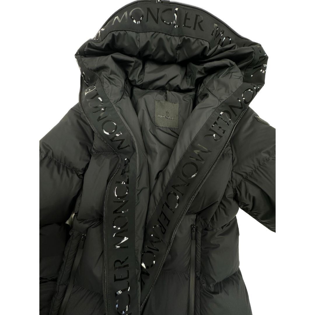 MONCLER モンクレール ARREDOUN アレドゥン レディース ダウンジャケット 1C00004 596K7 ブラック BLACK 黒 サイズ1 アウター ロゴパッチ フード付き