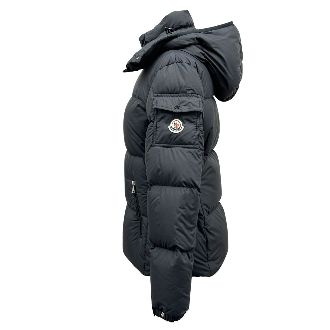 MONCLER モンクレール FOURMINES レディース ダウンジャケット 1A00160 54A81 ブラック BLACK 黒 サイズ1 アウター ロゴパッチ フード付き