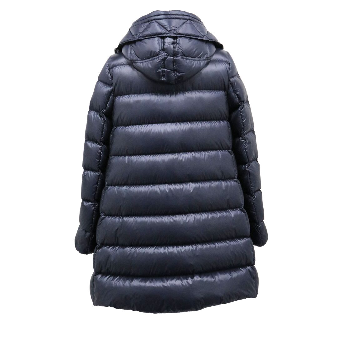 MONCLER SUYEN モンクレール スイエン レディース ダウンジャケット 1B200000 53052 ネイビー NAVY 紺 サイズ1 アウター ロゴパッチ フード付き Aライン