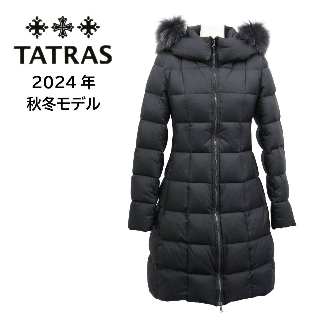 TATRAS GANO タトラス ガノ レディース ダウンコート  LTAT24A4867-D ブラック BLACK 黒 ブロックステッチ ロング丈 着心地◎ 美シルエット  ファー付き フード着脱