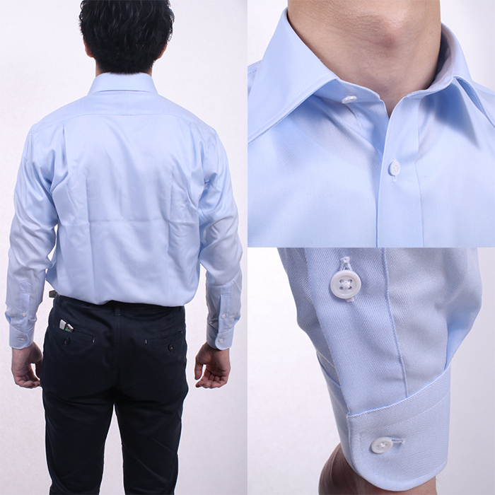 多慶屋オリジナルワイシャツKZB69100サックスサイズ40-80ビジネスワイシャツ【多慶屋オリジナルワイシャツSA】
