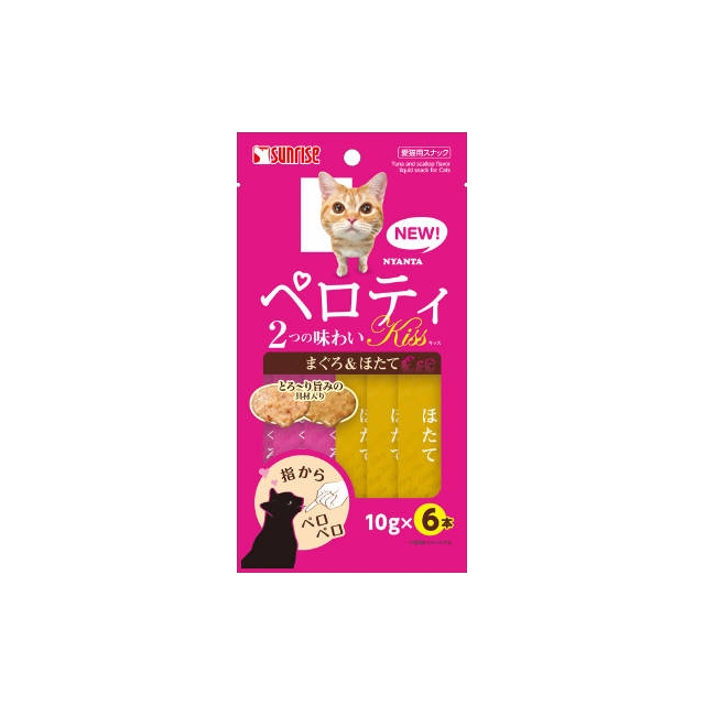 多慶屋公式サイト / マルカンサンライズ事業部ニャン太のペロティキッスまぐろとほたて２つの味わい１０ｇｘ６本猫用フードスナック