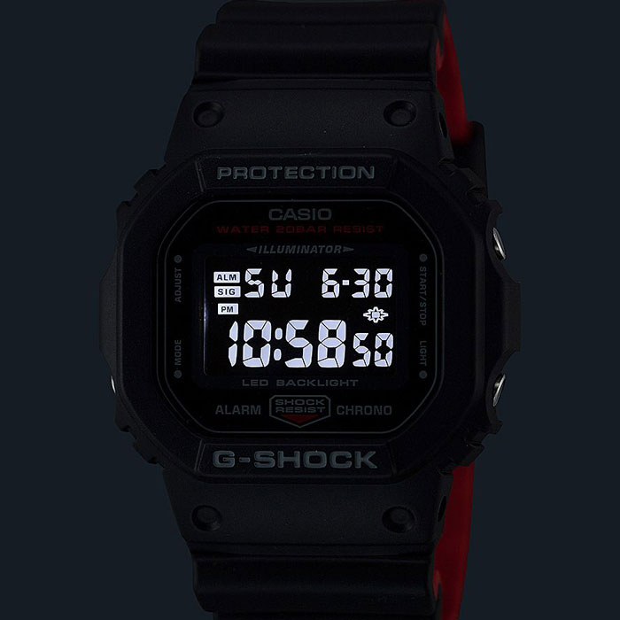 【送料無料】G-SHOCK GショックDW-5600UHR-1JF メンズ腕時計 CASIO カシオバックライトLED　電池寿命5年